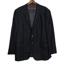 Joseph Abboud Classic Fit Wool Windowpane 2-Button Sport Coat Black Size 44R